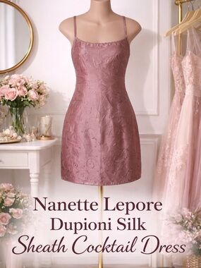 Nanette Lepore Dupioni Silk Sheath Cocktail Dress